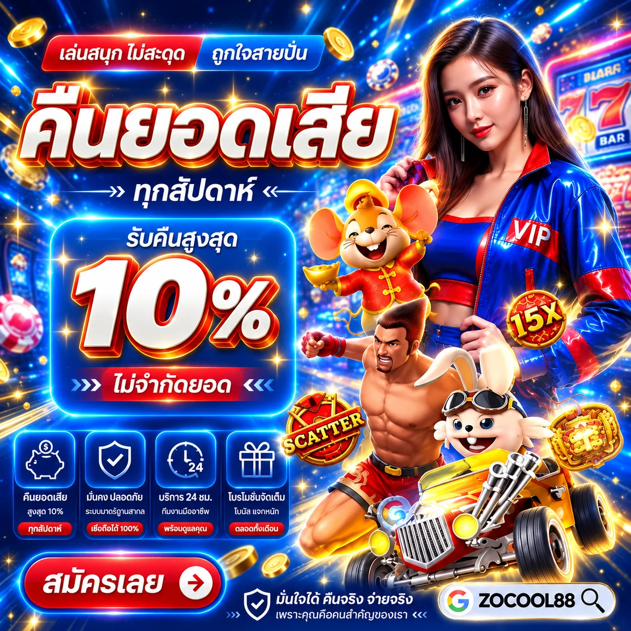 คืนยอดเสียรายสัปดาห์และสิทธิ์สมาชิก ZOCOOL88