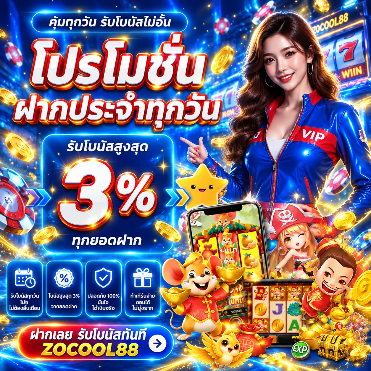 โบนัสฝากประจำสำหรับสมาชิก ZOCOOL88